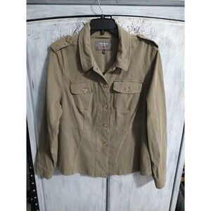 Torrid Ladies Button Up Jacket Size 2 Olive Green Military Outdoorsy Boho